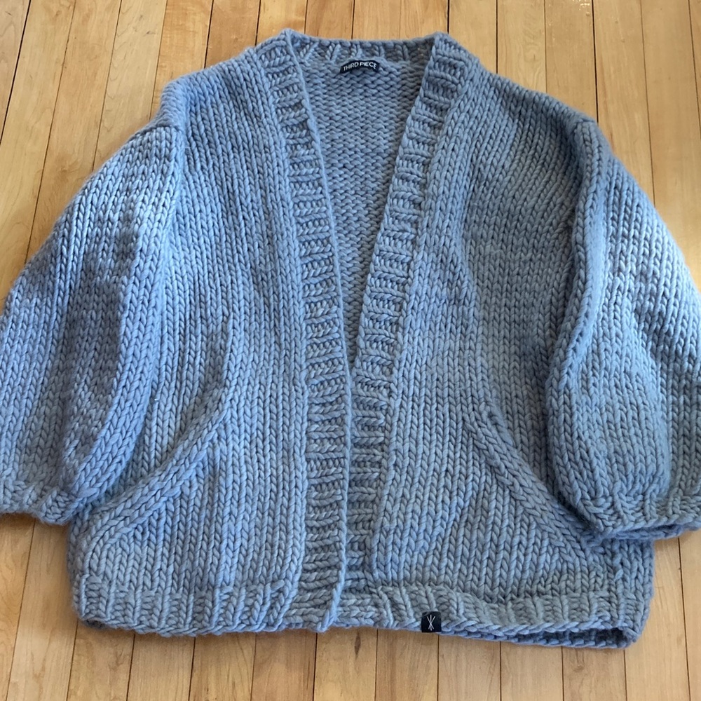 Third Piece Cozy Grey Chunky Knit Cardigan Sweater